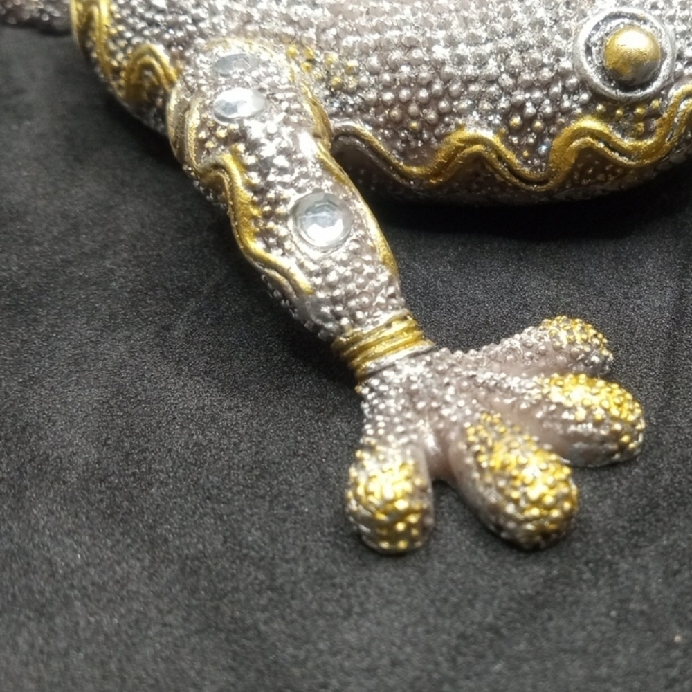 Gray and Gold Reptile Figurine with Sparkling Gems - Picture 13 of 16